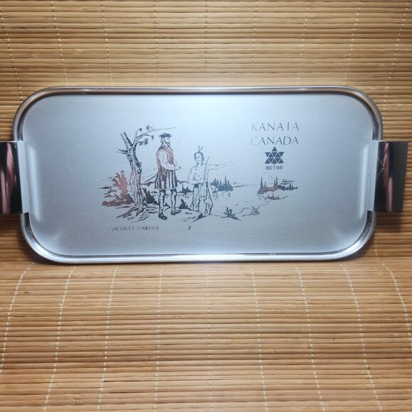 Canada Centennial Tray / Plaque Jacques Cartier Kanata Hochelaga Aluminium - Picture 1 of 9